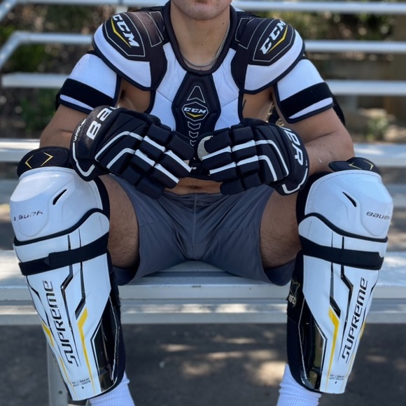 BAUER VAPORMAX X60 HOCKEY GLOVES 12” 30cm DYNAMIC ERGO THUMB JOCK JUNIOR MEN PRO - Picture 5 of 17